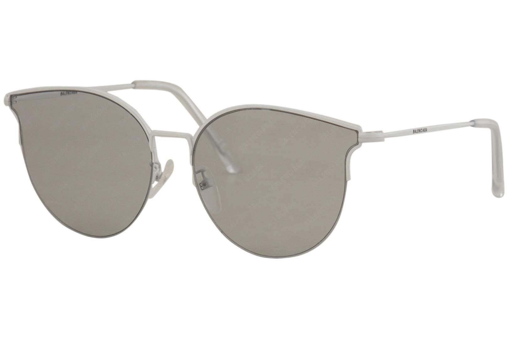 Balenciaga BB0021SK Sunglasses 006 White/Grey Mirror Lens 61 mm