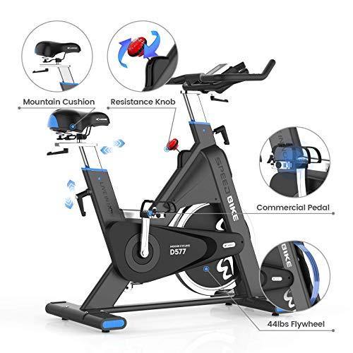 pooboo Exercise Bike Belt Driven Indoor Cycling Bike Commercial Standard Stationary Bike with 44lbs Flywheel for Professional Cardio Workout - JOY2ESpree