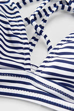 
                        
                          Load image into Gallery viewer, CUPSHE Women’s Bikini Swimsuit Stripe V Neck Back Cross Two Piece Bathing Suit
                        
                      