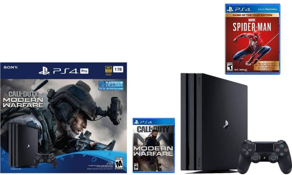 Newest Sony PlayStation 4 Pro 1TB Console Call of Duty: Modern Warfare Bundle W /Game :Marvel's Spider-Man: Game of The Year Edition - JOY2ESpree