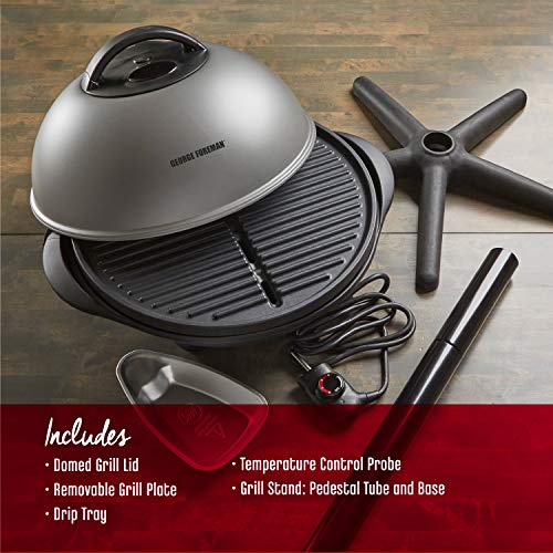 George Foreman, Silver, 12+ Servings Upto 15 Indoor/Outdoor Electric Grill, GGR50B, REGULAR - JOY2ESpree