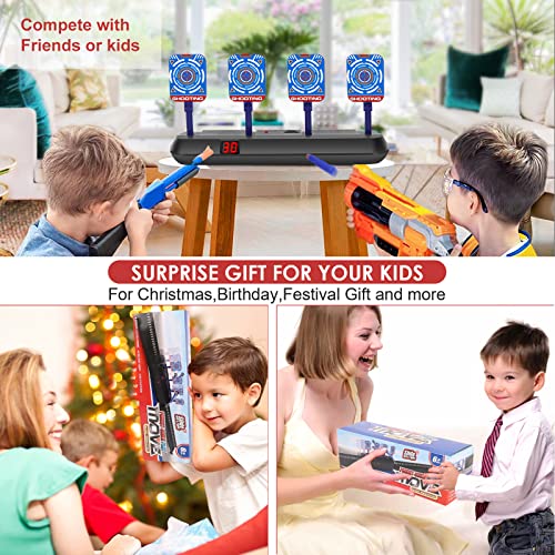 STOTOY Electronic Targets for Nerf Guns, Running Shooting Target Scoring Auto Reset Digital Targets with Track, Practice Toys with Moving and Static Modes,Toy for Kids-Boys & Girls
