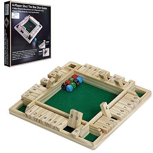Win SPORTS Shut The Box Dice Game - Wooden Board Game for 2-4 Player - JOY2ESpree