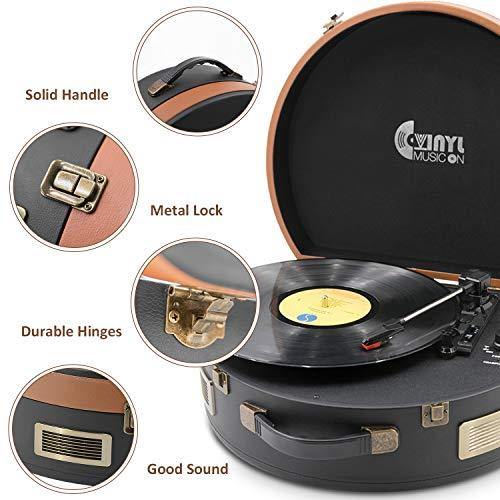 Bluetooth Record Player 3 Speed Craftmanship Turntable with Built-in Premium Speakers Support USB Playback/Recording (Black)… - JOY2ESpree