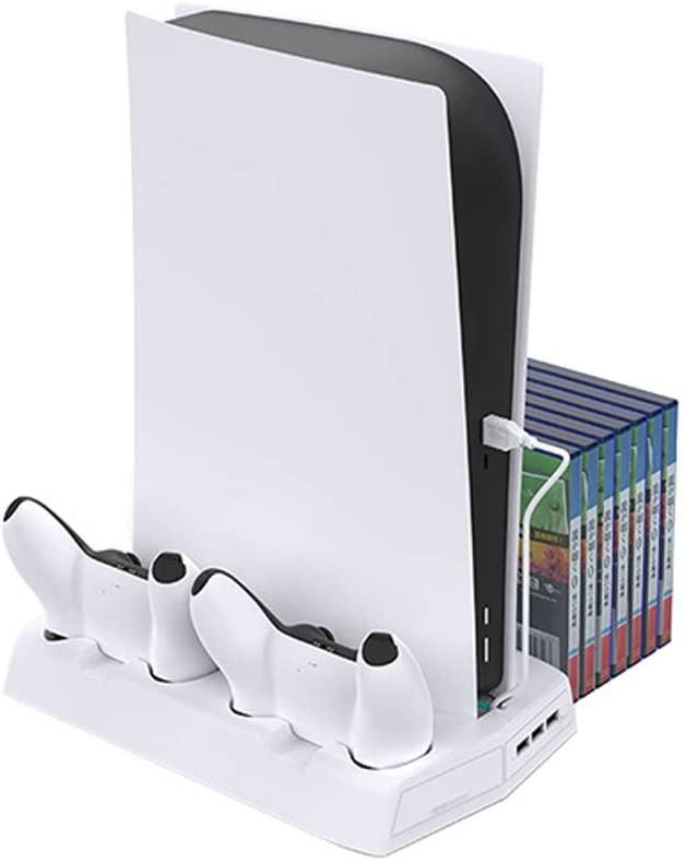 Vertical Stand for Playstation 5 with Cooling Fan Charging Station for PS5 Digital/CD-ROM Edition Console - JOY2ESpree