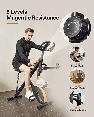 UREVO Stationary Exercise Bike Foldable 3 in 1 Magnetic Upright Bike Indoor Cycling Bike Squat Machine Row - JOY2ESpree