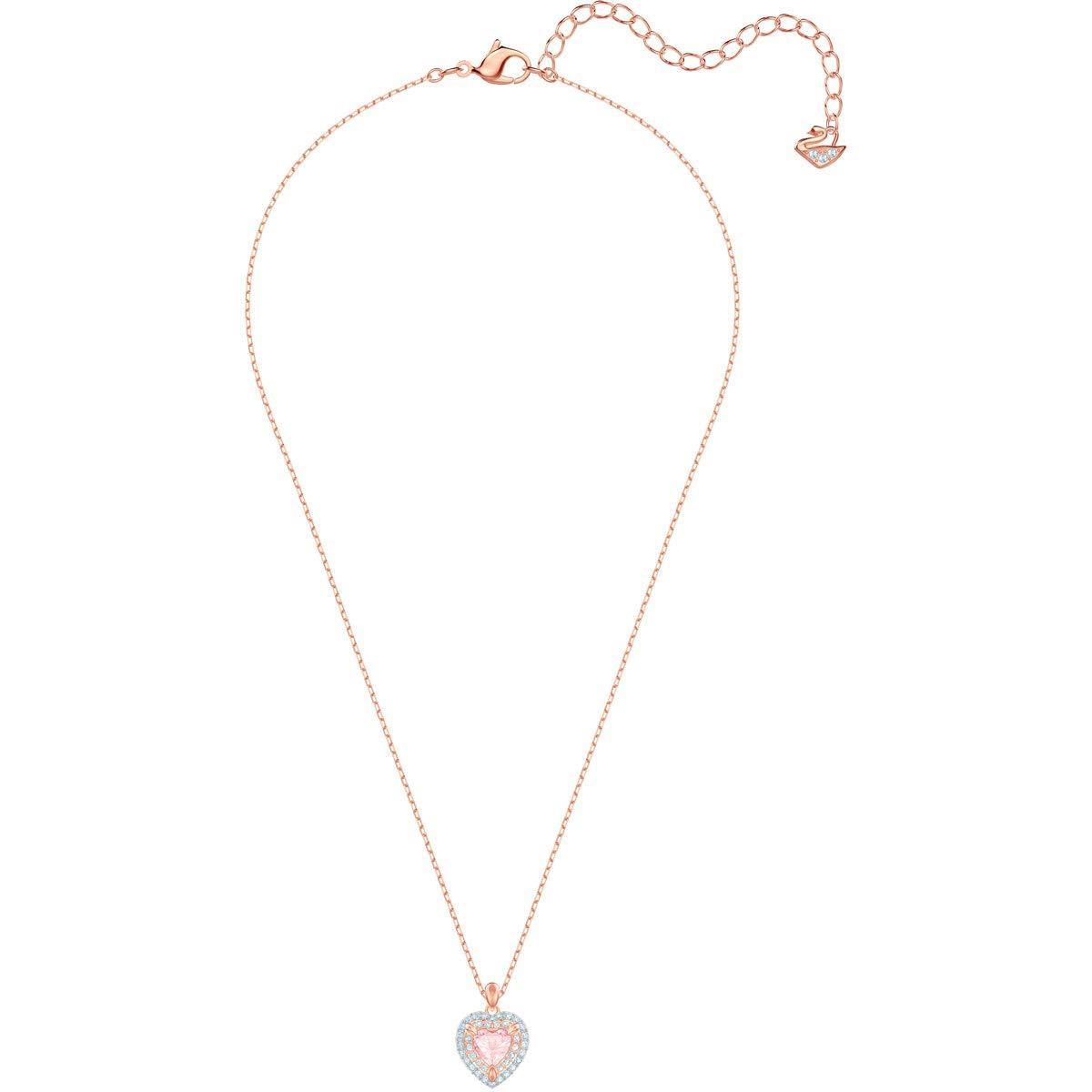 SWAROVSKI Crystal Pink Heart Two-Tone Pendant Necklace - JOY2ESpree