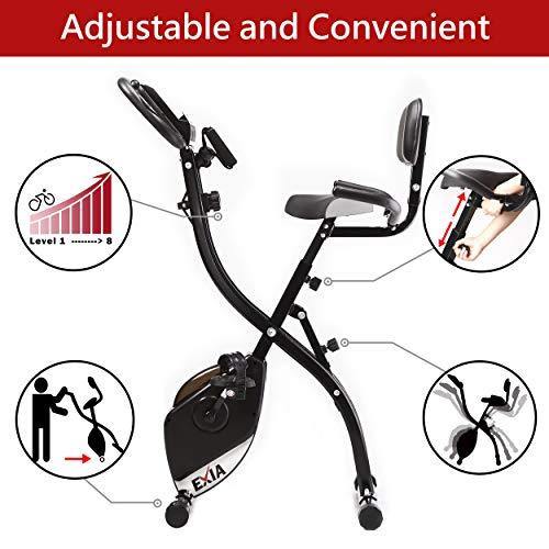 EXIA Folding Magnetic Exercise Bike with Pulse Sensor, Upright and Recumbent Stationary Bike - JOY2ESpree