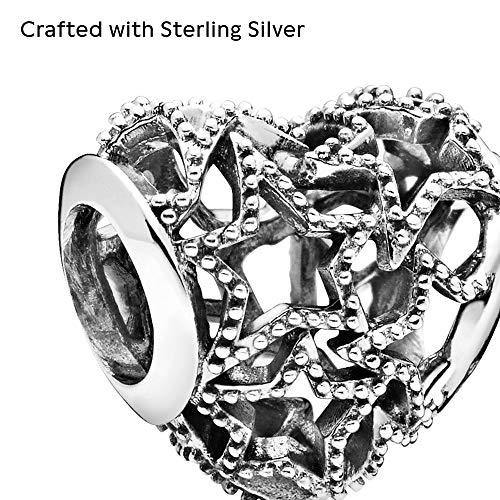Pandora Jewelry Openwork Heart and Beaded Stars Sterling Silver Charm - JOY2ESpree