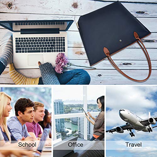 Sunny Snowy Laptop Tote Bag,15 Inch Water Resistant Nylon Laptop Bag for Women Lightweight Tote Bag with Durable Handle,blue