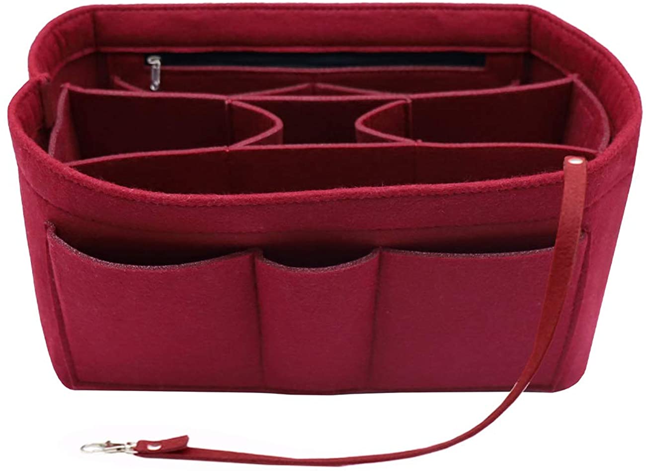 Felt Fabric Purse Tote Diaper Bag Organizer Insert Bag in Bag with Zipper Inner Pocket For Neverfull Speedy