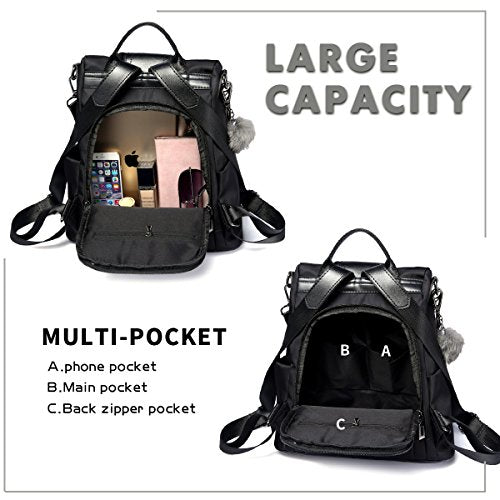 Women Backpack Purse Waterproof Nylon Anti-theft Rucksack Lightweight Shoulder Bag
