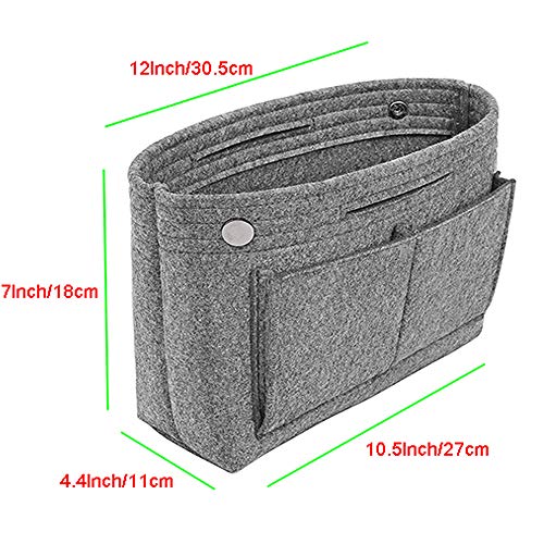 TOPHOME Insert Handbag Organizer Bag in Bag Cosmetic Storage Makeup Bag Organizers Felt Container Organizer Storage Organizing Home Girl Handbag Grey