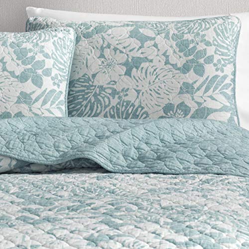 Tommy Bahama | Laguna Beach Collection | Quilt Set-100% Cotton, Lightweight & Breathable, Pre-Washed for Added Comfort, Full/Queen, Aqua