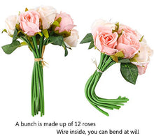 
                        
                          Muat gambar ke penampil Galeri, CEWOR 24 Heads Artificial Rose Flowers Bouquet Silk Flowers Rose for Home Bridal Wedding Party Festival Decor (2 Packs Champagne and Pink)
                        
                      