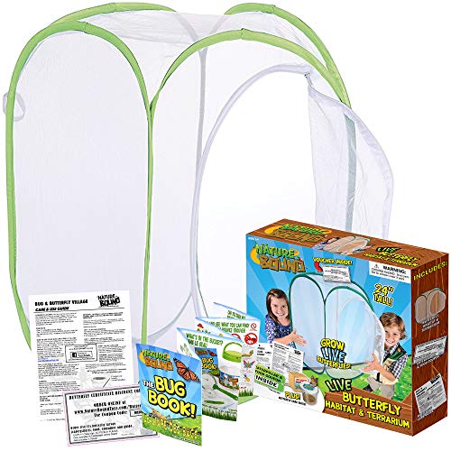 Nature Bound Toys Butterfly Garden Habitat & Terrarium, 24 Inches Tall with Large Zipper and Discount Larvae Coupon Included in Kit, Toy (NB526) - JOY2ESpree