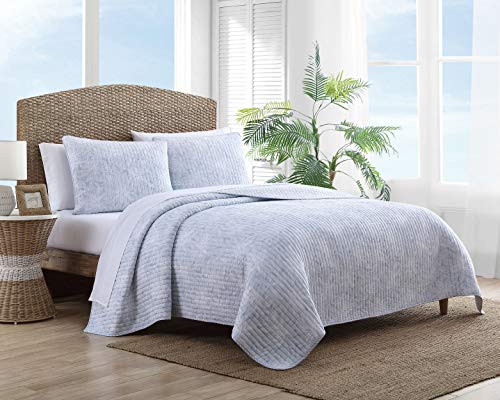 Tommy Bahama | Makena Collection | Quilt Set - 100% Cotton, Ultra-Soft & Breathable, Reversible Bedding with Matching Shams, Full/Queen, Blue