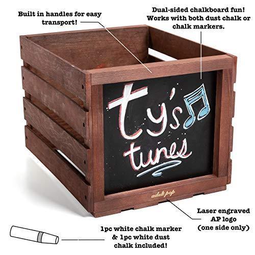 Chalkboard Vinyl Record Storage Crate (Espresso) - JOY2ESpree
