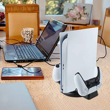 
                        
                          Load image into Gallery viewer, Vertical Stand for PS5 Console and PlayStation 5 Digital Edition, Charger for PS5 Dualsense Wireless Controller，PS5 Base - JOY2ESpree
                        
                      