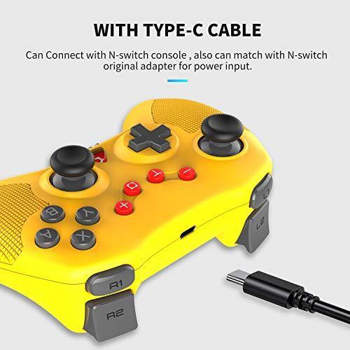 STOGA Wireless Controller for Switch, Proslife Gamepad Joystick with Auto Turbo, 6-Axis Gyro, Replacement for Nintendo Switch controller, Yellow - JOY2ESpree