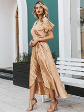 
                        
                          Load image into Gallery viewer, Miessial Women's Summer Chiffon V Neck Ruffle Maxi Dress Polka Dot Long Beach Wrap Dress
                        
                      