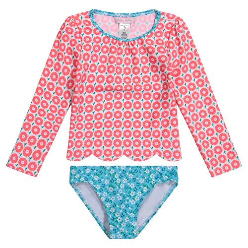 Tommy Bahama Girls' Long Sleeve 2-Piece Rashguard Swimsuit Bathing Suit