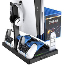 
                        
                          Load image into Gallery viewer, Benazcap Cooling Station for PS5 Console, PS5 Vertical Stand with Cooling Fan - JOY2ESpree
                        
                      