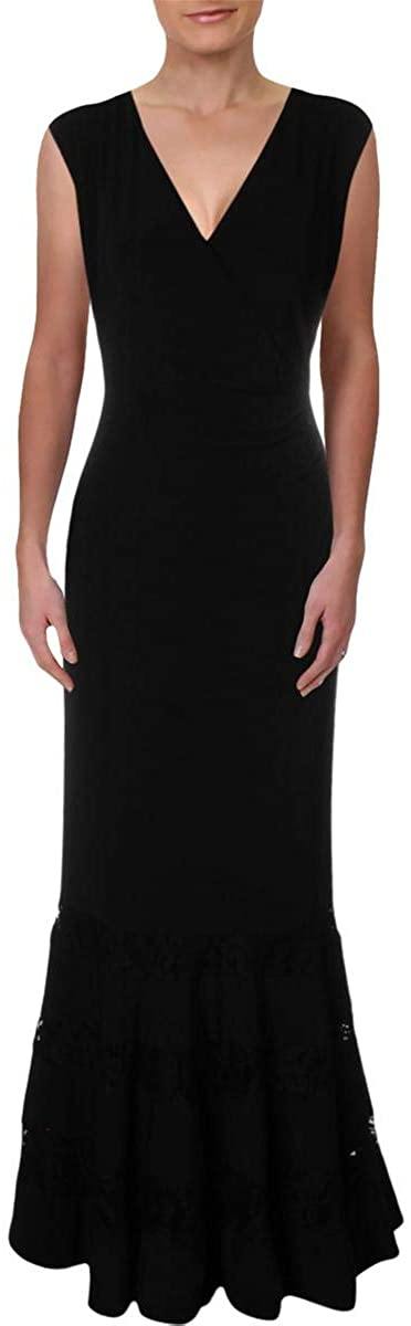 LAUREN RALPH LAUREN Womens Tish Combo Lace Inset Surplice Evening Dress - JOY2ESpree