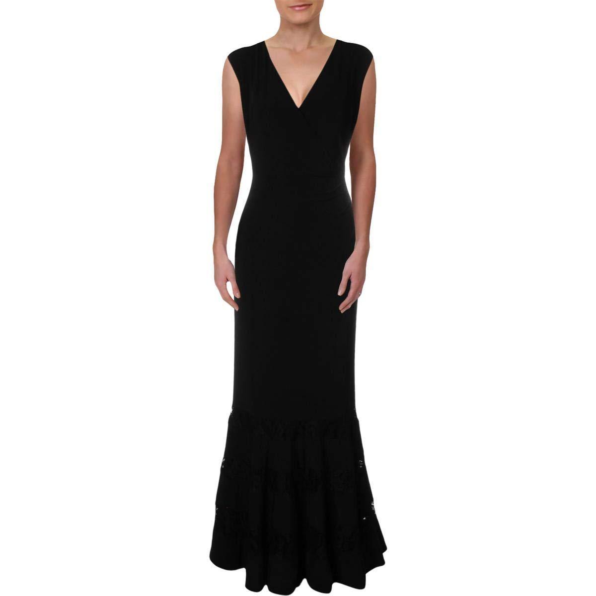 LAUREN RALPH LAUREN Womens Tish Combo Lace Inset Surplice Evening Dress - JOY2ESpree
