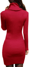 
                        
                          Load image into Gallery viewer, v28 Women Cowl Neck Knit Stretchable Elasticity Long Sleeve Slim Fit Sweater Dress
                        
                      