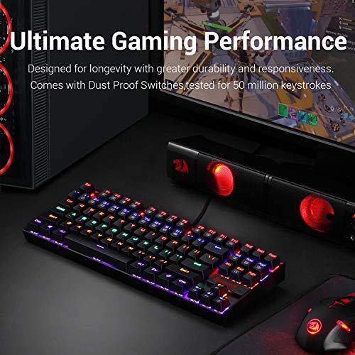 Redragon K552 Mechanical Gaming Keyboard RGB LED Rainbow Backlit Wired Keyboard with Red Switches for Windows Gaming PC (87 Keys, Black) - JOY2ESpree