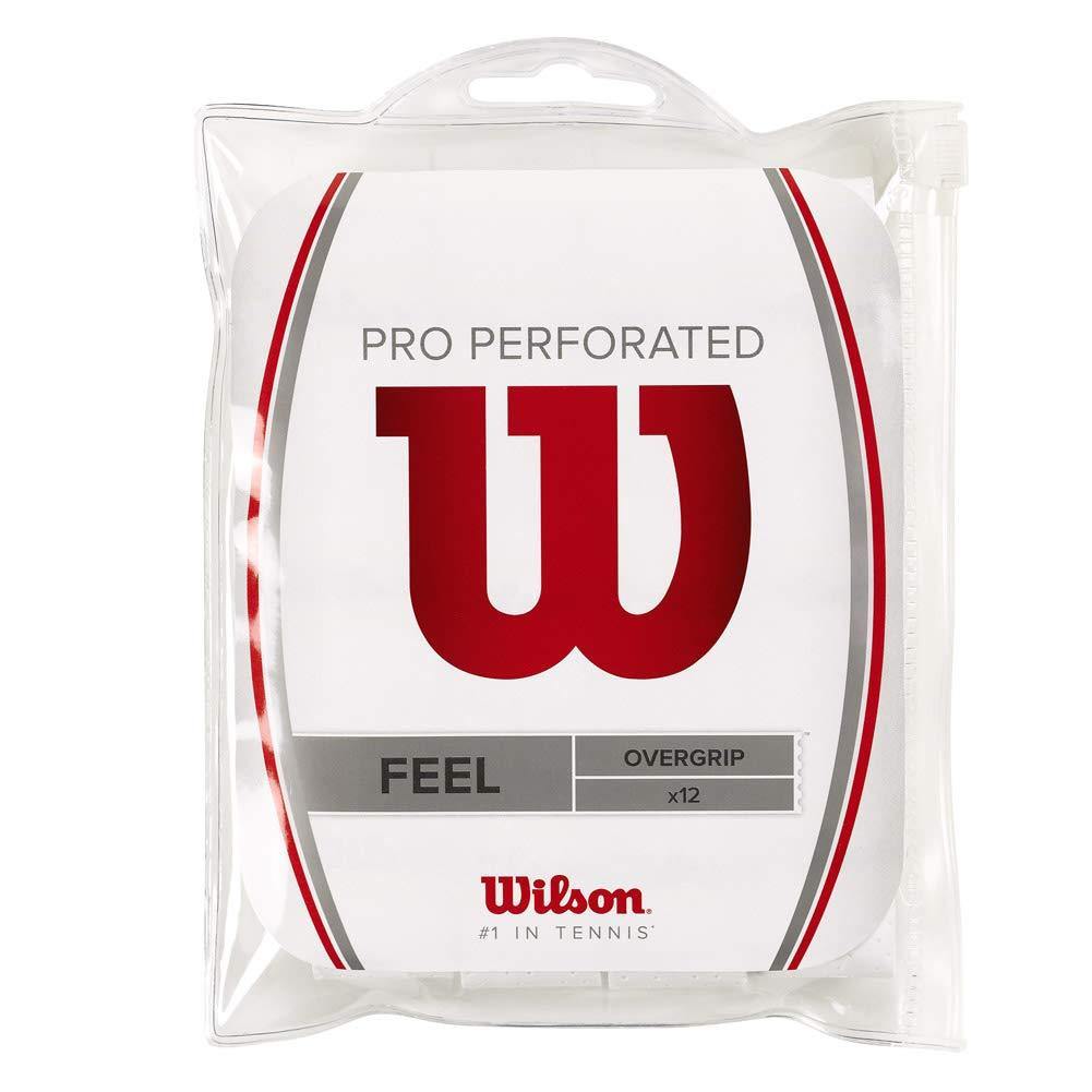 Wilson Pro Overgrip Perforated 12 Pack - White - Tennis - Badminton - Squash - JOY2ESpree