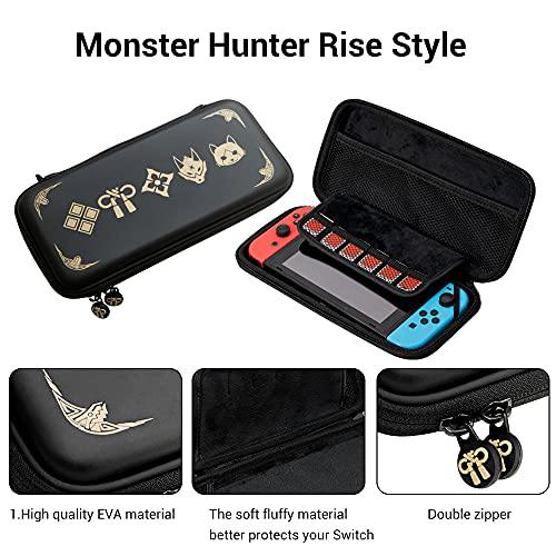 AIORVP 3in1 Case for Switch with Monster Hunter Rise, Carry Bag, Joy-con Cover, Thumb Grip Caps for Nintendo Switch - JOY2ESpree