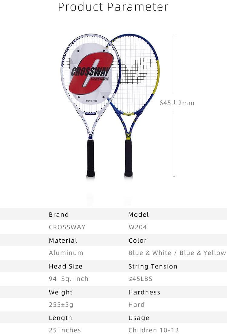 Crossway Sports 23" 25" Junior Tennis Racket 23 Inch 25 Inch Racquet Prestrung Aluminum w/ Youth Foam Training Ball - JOY2ESpree