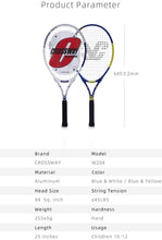 
                        
                          Load image into Gallery viewer, Crossway Sports 23" 25" Junior Tennis Racket 23 Inch 25 Inch Racquet Prestrung Aluminum w/ Youth Foam Training Ball - JOY2ESpree
                        
                      