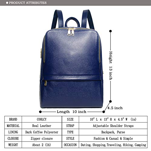 Coolcy Hot Style Women Real Genuine Leather Backpack Fashion Bag