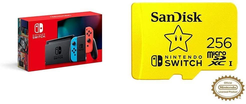 Nintendo Switch with Gray Joy‑Con - HAC-001(-01) + SanDisk 128GB MicroSDXC UHS-I Card - JOY2ESpree