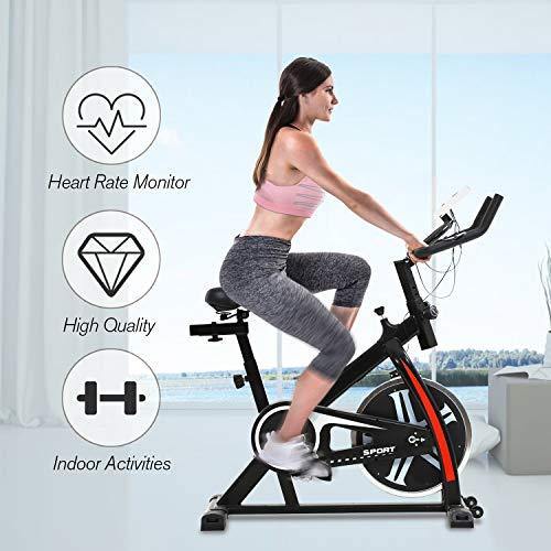 HCB Exercise Bike Indoor Cycling Bike Stationary Bike with Adjustable Seat and Resistance, Comfortable Seat Cushion Cycle Bike for Home Cardio Workout - JOY2ESpree
