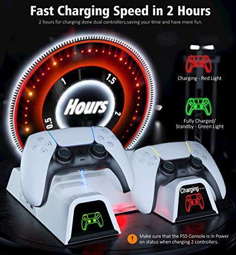 PS5 Stand with Suction Cooling Fan and Dual Controller Charger Station - JOY2ESpree