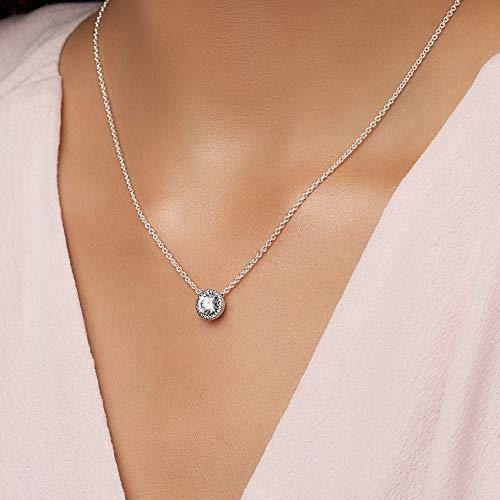 Pandora Jewelry Round Sparkle Halo Cubic Zirconia Necklace in Sterling Silver, 17.7" - JOY2ESpree