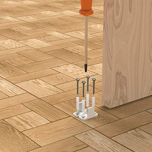Sliding Closet Door Guides - White Barn Door Floor Guides (4 Pack) by Island Hardware