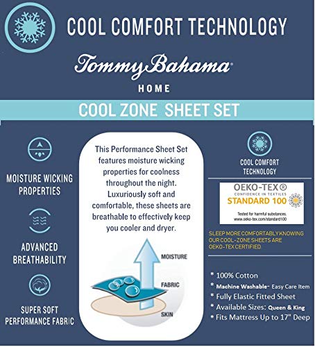 Tommy Bahama Cool Zone Sheet Set, Queen, White