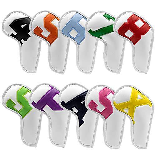 Golf Iron Covers 10pcs,Golf Iron Head Covers Leather Golf Iron Covers Set Colorful Golf Iron Headcovers - JOY2ESpree