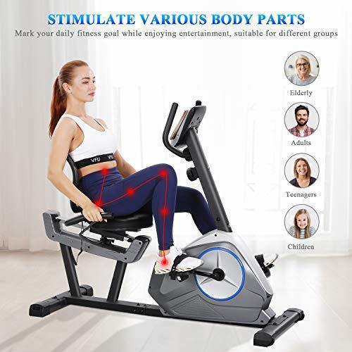 MaxKare Recumbent Exercise Bike Stationary Magnetic Resistance 8 Levels Adjustable Static Indoor Cycling Bike - JOY2ESpree