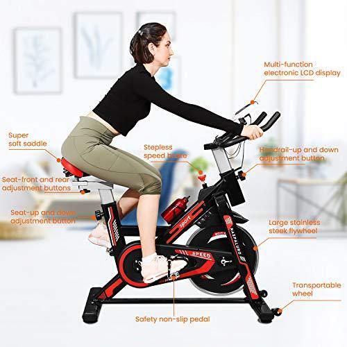 Naspaluro Exercise Bikes, Stationary Indoor Fitness Bike Cycling with Phone Holder/LCD Display/Heart Rate Monitor - JOY2ESpree