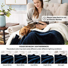 
                        
                          Load image into Gallery viewer, Bedsure Sherpa Fleece Blanket Throw Size Navy Lightweight Super Soft Cozy Luxury Bed Blanket Microfiber
                        
                      