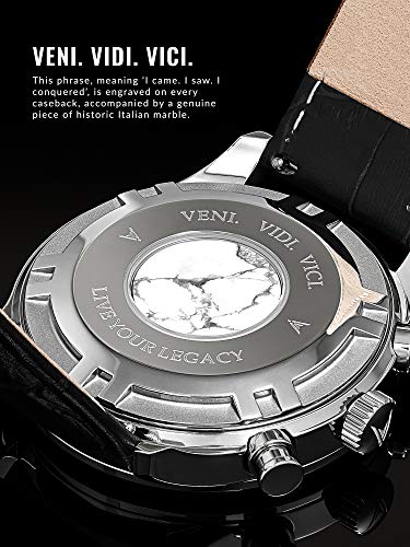Vincero Luxury Men's Chrono S Wrist Watch - Top Grain Italian Leather Watch Band - 43mm Chronograph Watch - Japanese Quartz Movement…