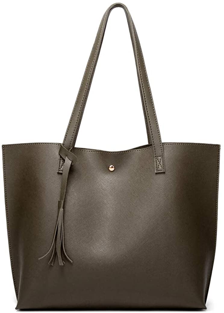 Women's Soft Faux Leather Tote Shoulder Bag from Dreubea, Big Capacity Tassel Handbag
