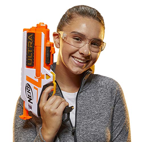 NERF Ultra Four Dart Blaster -- 4 Ultra Darts, Single-Shot Blasting, 2-Dart Storage -- Compatible Only Ultra Darts