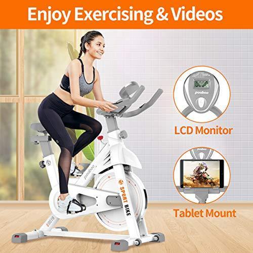 pooboo Indoor Exercise Bike Indoor Cycling Bike Stationary Bike Home Cardio Bike Training with Comfortable Seat Cushion, Tablet Holder and LCD Monitor - JOY2ESpree